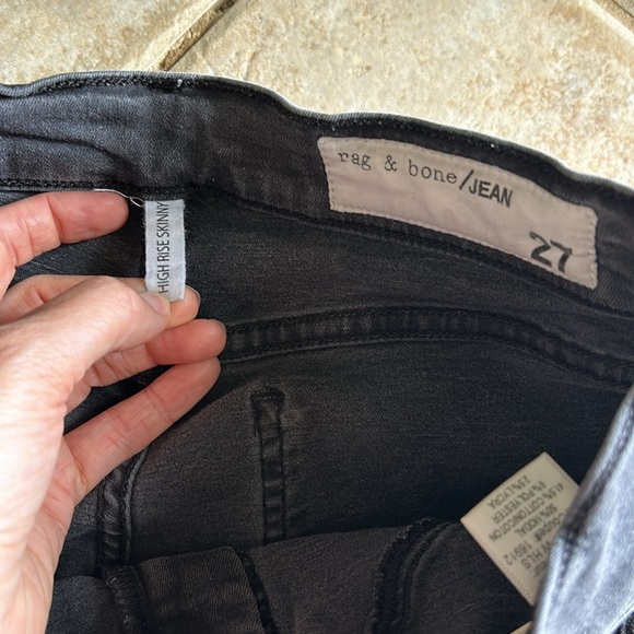 Rag & Bone High Rise Skinny Distressed Black Jeans Women's size 27 - Picture 5 of 9